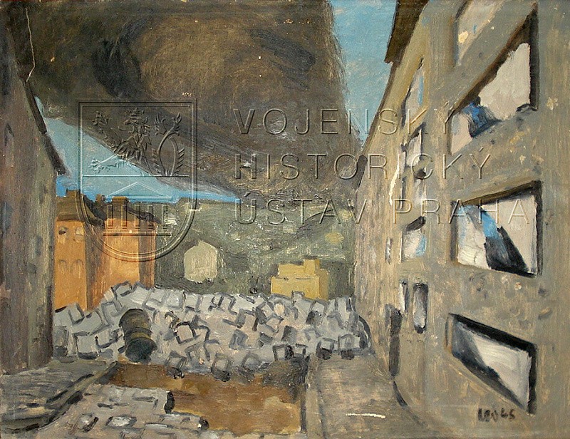 Lev Šimák: Pražské barikády; 1945