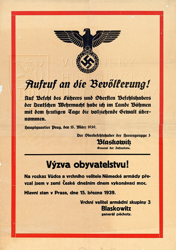 Vyhláška gen. Blaskowitze, 15. březen 1939