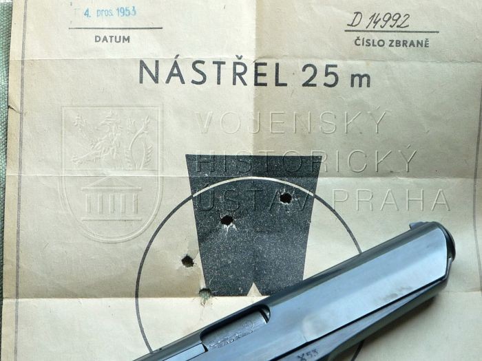 7,62mm pistole vz. 52 (doklad o nástřelu)