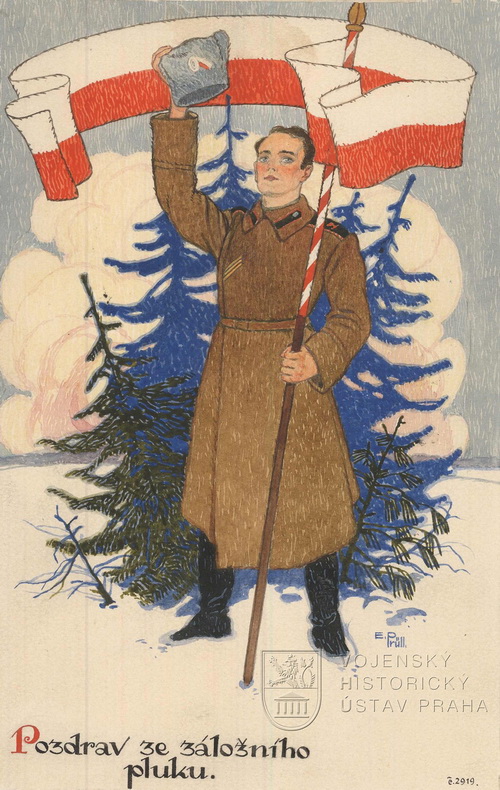 Emanuel Prüll, Pozdrav ze záložního pluku, Rusko, kolem 1917