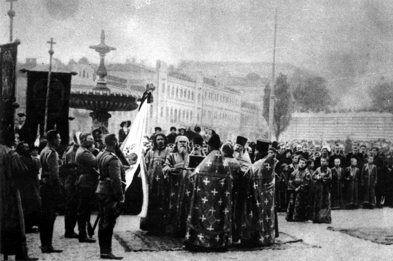Přísaha České družiny 28. 9. 1914 v Kyjevě. Foto sbírka VHÚ. 