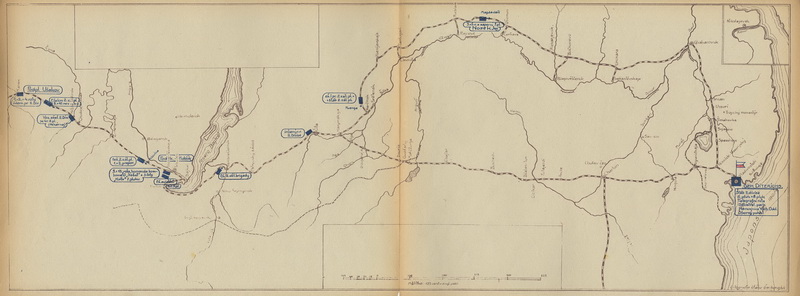 Rozložení železničních transportů (ešelonů) Československého sboru ke dni 27. května 1918, kdy se sovětská moc pokusila sbor odzbrojit. Foto sbírka VHÚ.