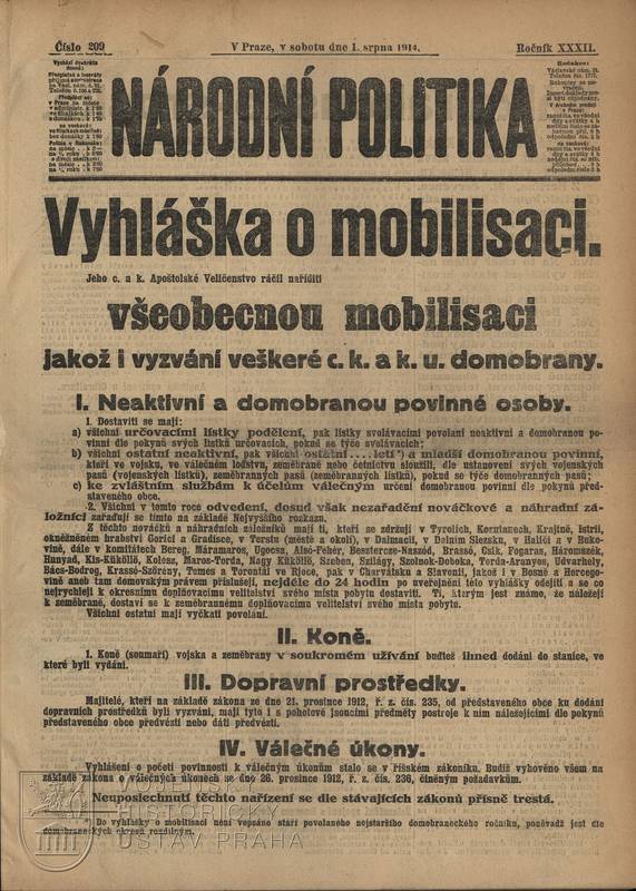 Národní politika s mobilizační vyhláškou