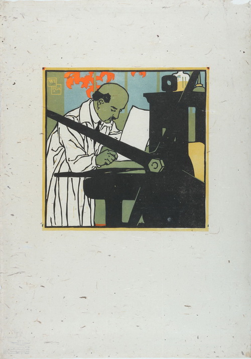 Wentworth Graphic Arts-Vojtěch Preissig u tiskařského lisu,1922