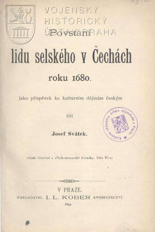 SVÁTEK, Josef. Povstání lidu selského v Čechách roku 1680