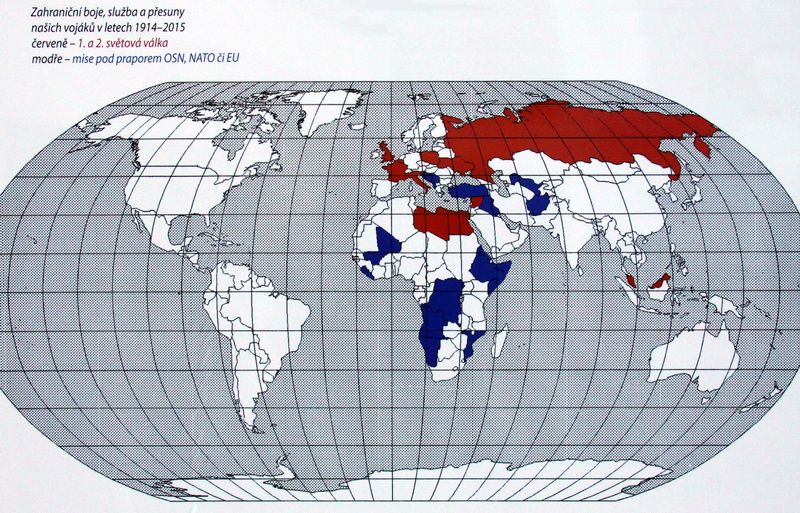 Mapa nasazení čs. a českých vojáků během 20. století