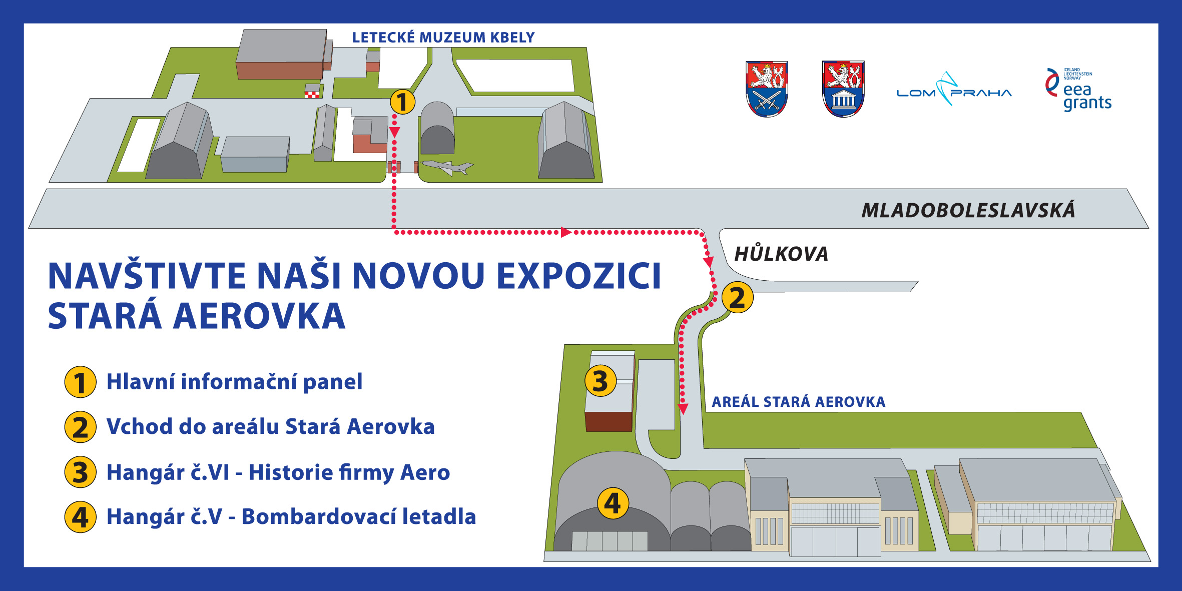 Jak se dostat do areálu Staré Aerovky z areálu Leteckého muzea Kbely