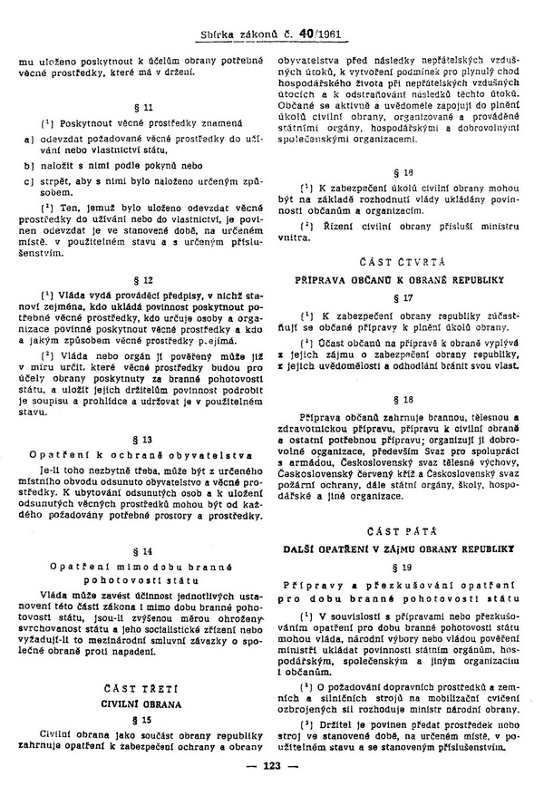 Zákon č. 40/1961 Sb. o obraně Československé socialistické republiky