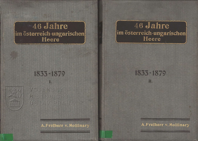 Desky obou svazků pamětí polního zbrojmistra Mollinaryho.