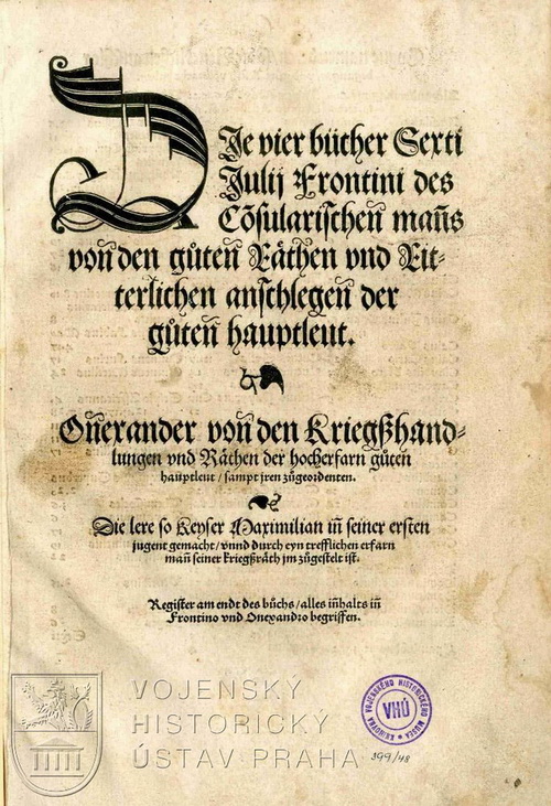 FRONTINUS, Sextus Iulius. Die vier bücher Sexti Julij Frontini