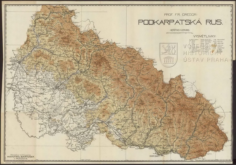Podrobná mapa Podkarpatské Rusi