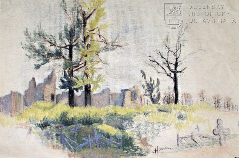 Bohuslav Harna, Hroby čs. dobrovolníků u farmy Markýza, Arras 1919