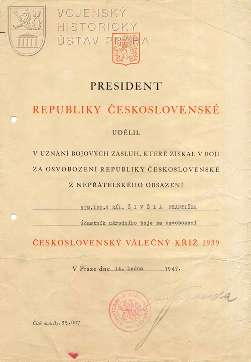 Československý válečný kříž 1939