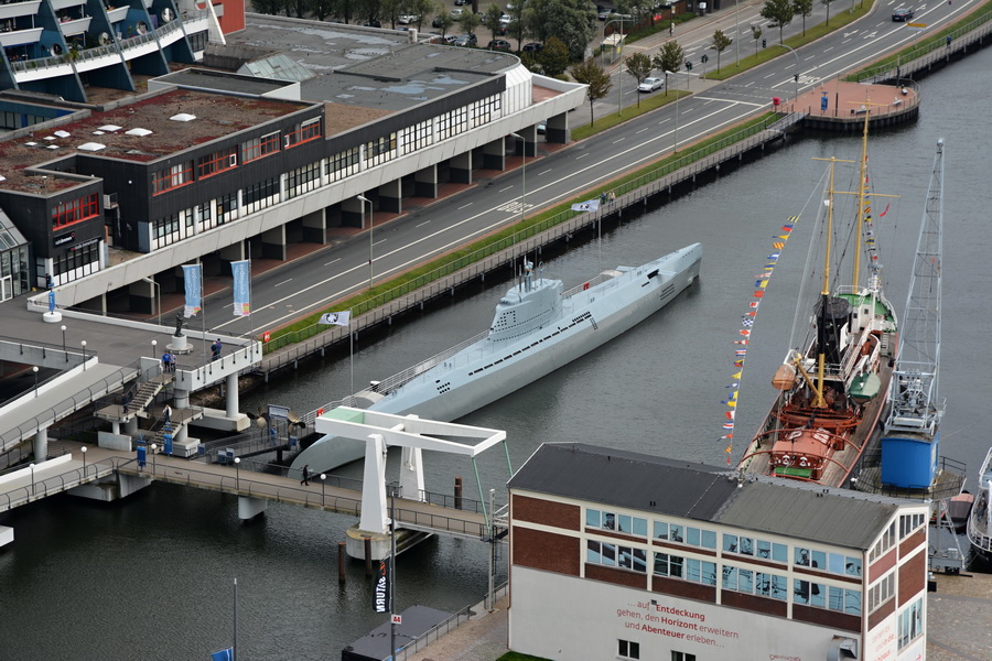 Potopená a vyzvednutá ponorka je vystavená v německém Bremerhavenu