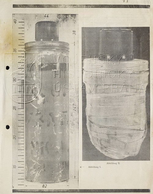 Speciální bomba Jana Kubiše z místa atentátu na Reinharda Heydricha, 1942