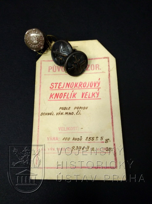 Stejnokrojový knoflík velký, Československo, 1935