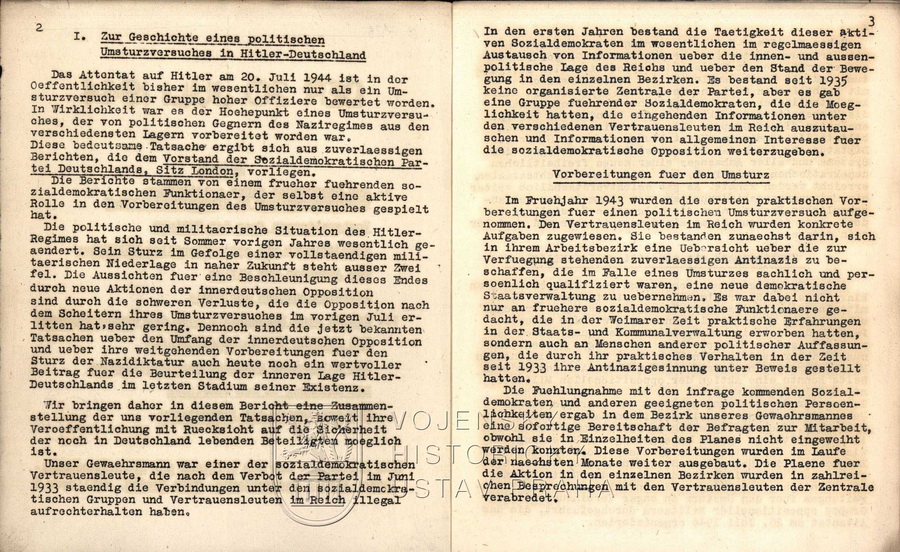 Kapitoly o historii snah o politický převrat a o přípravách puče z 20. července 1944.