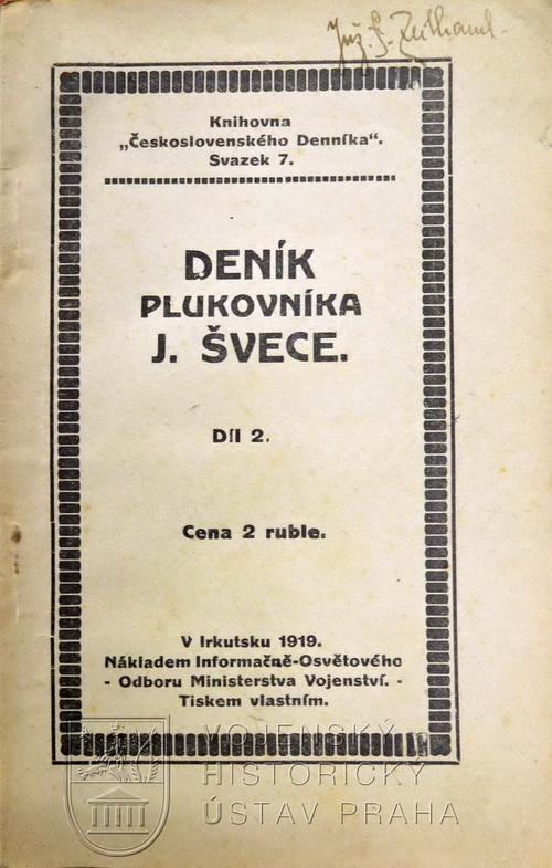 První vydání Deníku plukovníka J. Švece