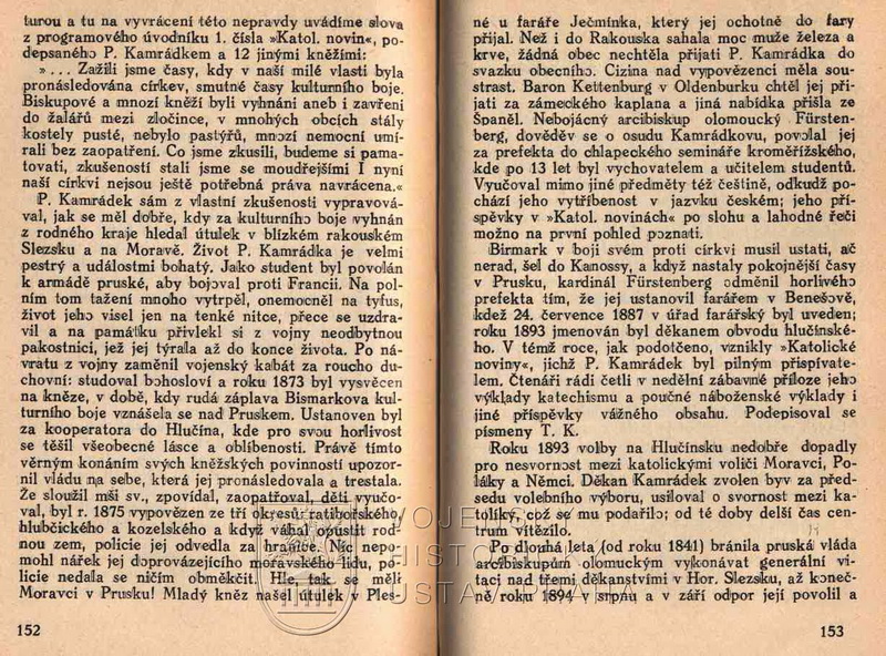 Část biografického medailonu Tomáše Kamrádka (1846‒1922), katolického kněze, který byl ve studentských letech povolaný do armády a prošel německo-francouzskou válkou let 1870‒1871.