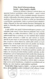 Strana s ukázkou projevu Karla IV. knížete Schwarzenberga o husitech jako „tlupě lupičů a žhářů“.