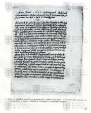 Ukázka z archiválií – zápis starších Jednoty u příležitosti návratu Jana Amose Komenského do Lešna.