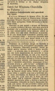 První krátká zmínka o Churchillově projevu.