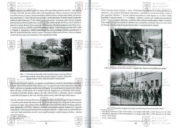 Dvoustrana s ukázkou textu a fotografiemi čs. partyzánského tanku Hotchkiss nebo přehlídky čs. brigády v osvobozeném Daruvaru v září 1944.