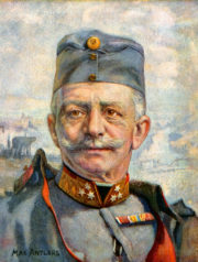 Generálplukovník Franz svobodný pán Conrad von Hötzendorf – náčelník rakousko-uherského generálního štábu (na malbě ještě jako generál pěchoty) (VHÚ Praha)