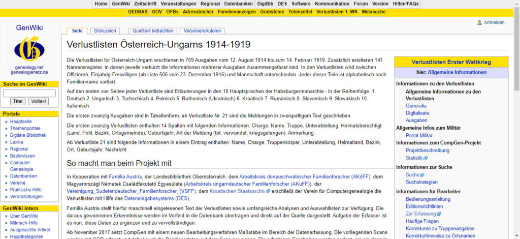 Databázové zpracování Seznamů ztrát c. a k. vojska v první světové válce – pomozme s dokončením jedinečného projektu!