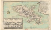 Plán ostrova Martinik v Karibiku, který byl v lednu 1762 obklíčen britským loďstvem a následně obsazen.