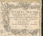 Ozdobná kartuše mapy upravené Tobiasem Mayerem a vydané roku 1749.