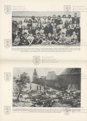 Ukázka z obrazové přílohy – fotografie lidické školní třídy zavražděných dětí a postřílení lidičtí muži.