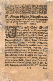 Ukázka z textu s dispozicí o přijetí Ferdinanda všemi třemi stavy království za českého krále.