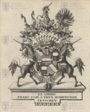 Exlibris hrabat Thun-Hohensteinů z děčínské zámecké knihovny.