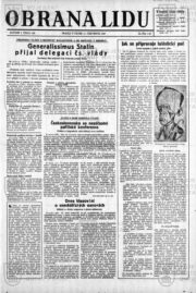 Titulní strana Obrany lidu z 11. 7. 1947.