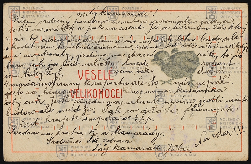 Velikonoční přání z vojny, kolem 1910