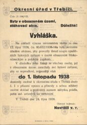 Vyhláška o soupisu majetku zanechaném v pohraničí, 1938