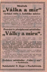 Časopis Válka a mír z roku 1916