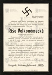 Humorné smuteční oznámení o zániku Velkoněmecké říše, 1945