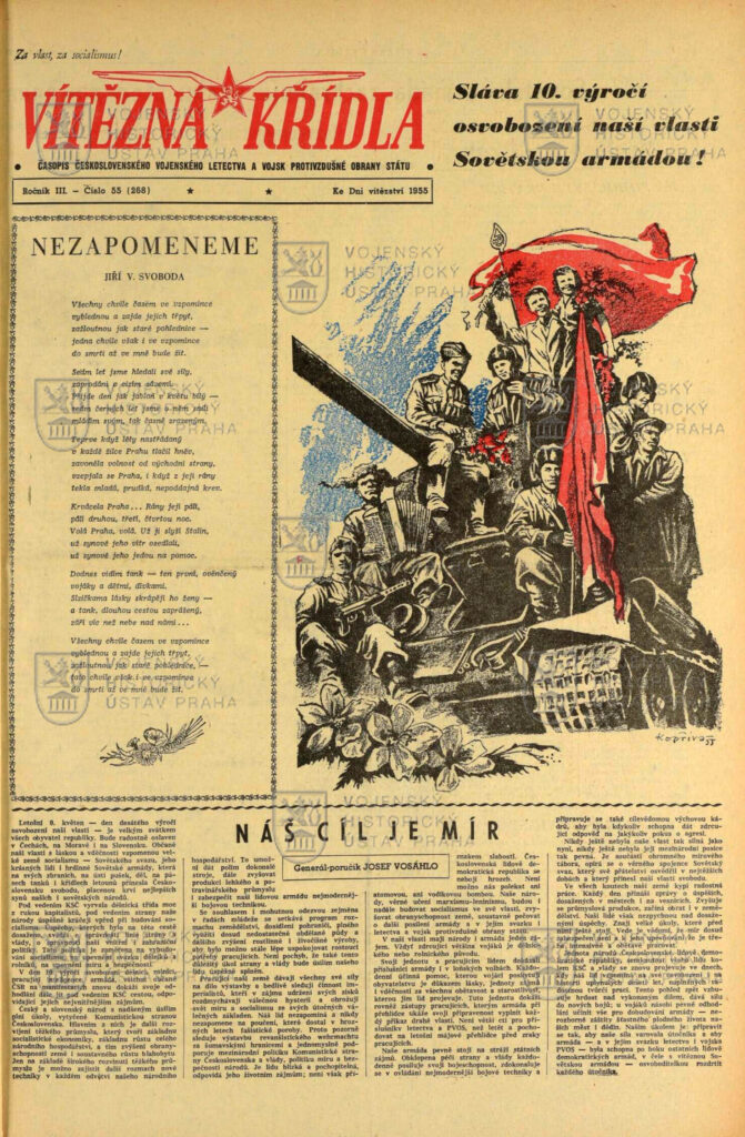 Časopis Vítězná křídla a květnové oslavy v roce 1955