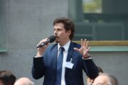 Další z diskutujících po 1. panelu konference "1945-Nové pohledy". Armádní muzeum Žižkov, Praha, 20, 5, 1945, FOTO Jiří Reichl, VHÚ Praha