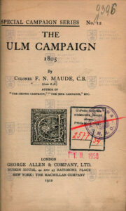 Titulní list knihy; MAUDE, F. N. The Ulm Campaign 1805
