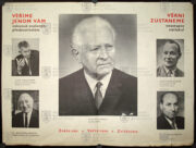 Jeden plakát ze souboru plakátů s Ludvíkem Svobodou z roku 1968, které někdo  na VHÚ Praha ukryl a později se našly. FOTO VHÚ Praha.