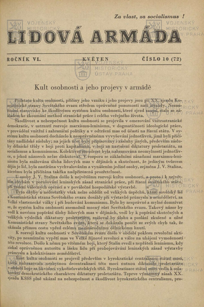 O kultu osobnosti v časopise Lidová armáda
