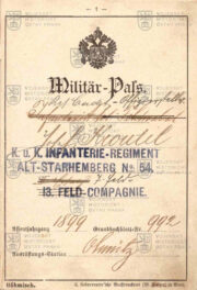 Rakousko-uherský Vojenský pas generála Josefa Kroutila, 1899 (2)