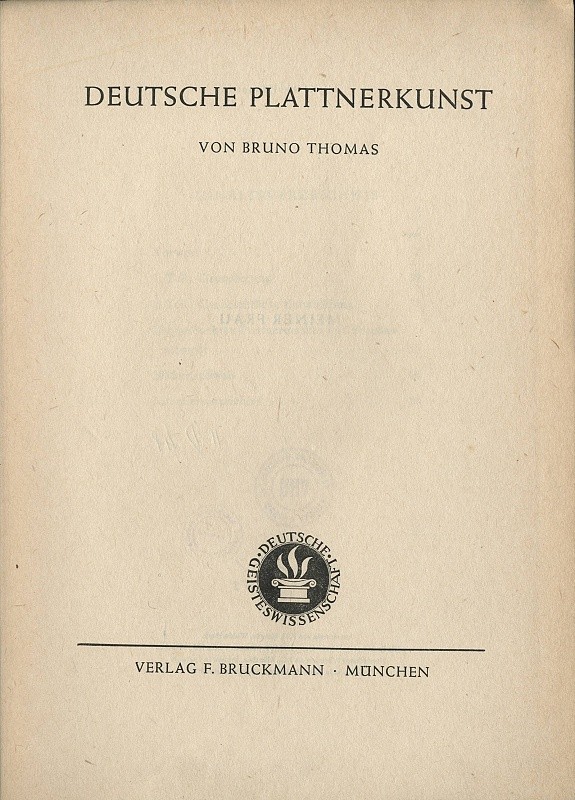 THOMAS, Bruno. Deutsche Plattnerkunst