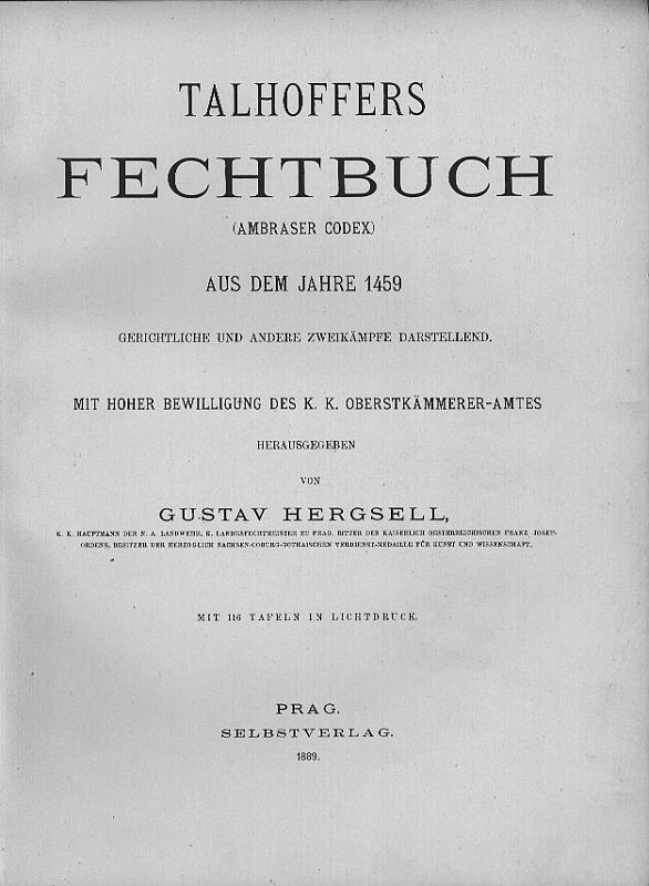 TALHOFFER Hans. Talhoffers Fechtbuch: Ambraser Codex