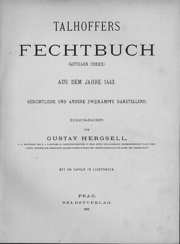 TALHOFFER, Hans. Talhoffers Fechbuch: Gothaer Codex