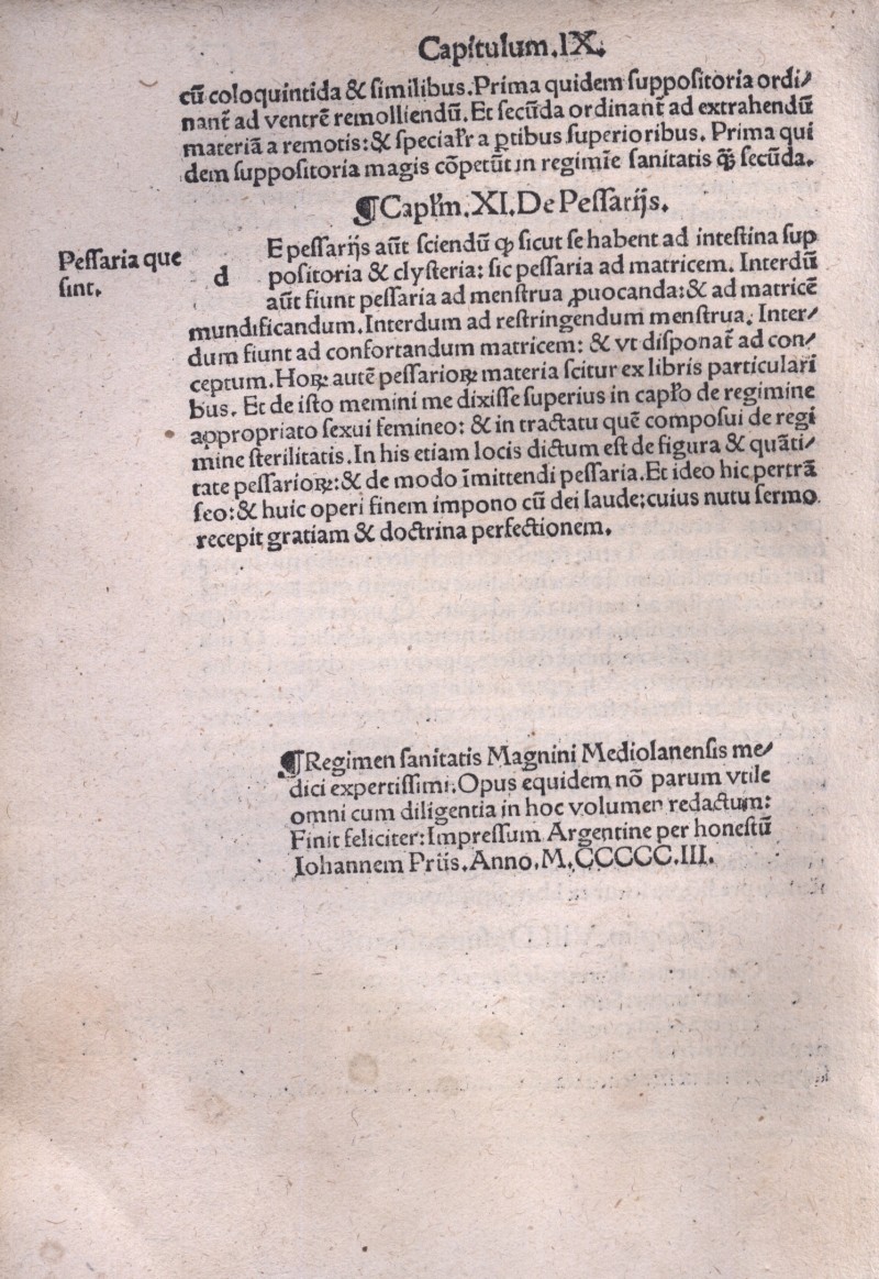 MAYNERI, Mayno de. Excellentissimi Magnini Mediolanensis: Medici famosissimi Regimen sanitatis